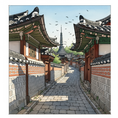 HANOK village Seoul  Gemini Generated Image