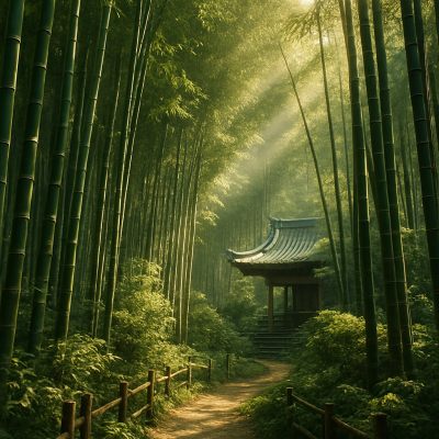 Sora 20250825 0937 Mystical Bamboo Sanctuary Simple Compose
