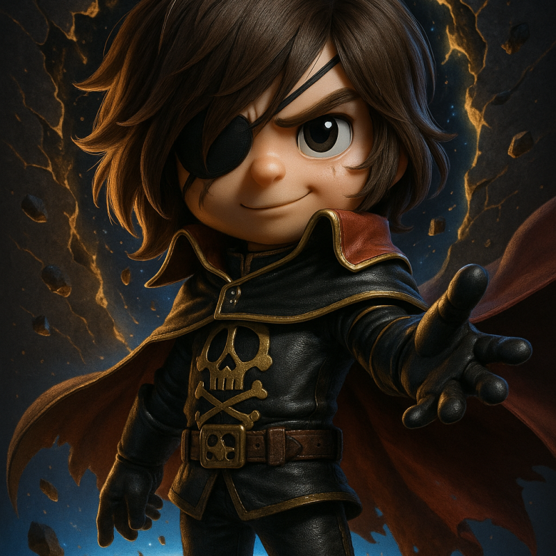 Sora 20250816 0806 Chibi Harlock Vortex Simple Compose